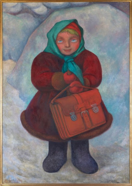 niña rusa con mochila